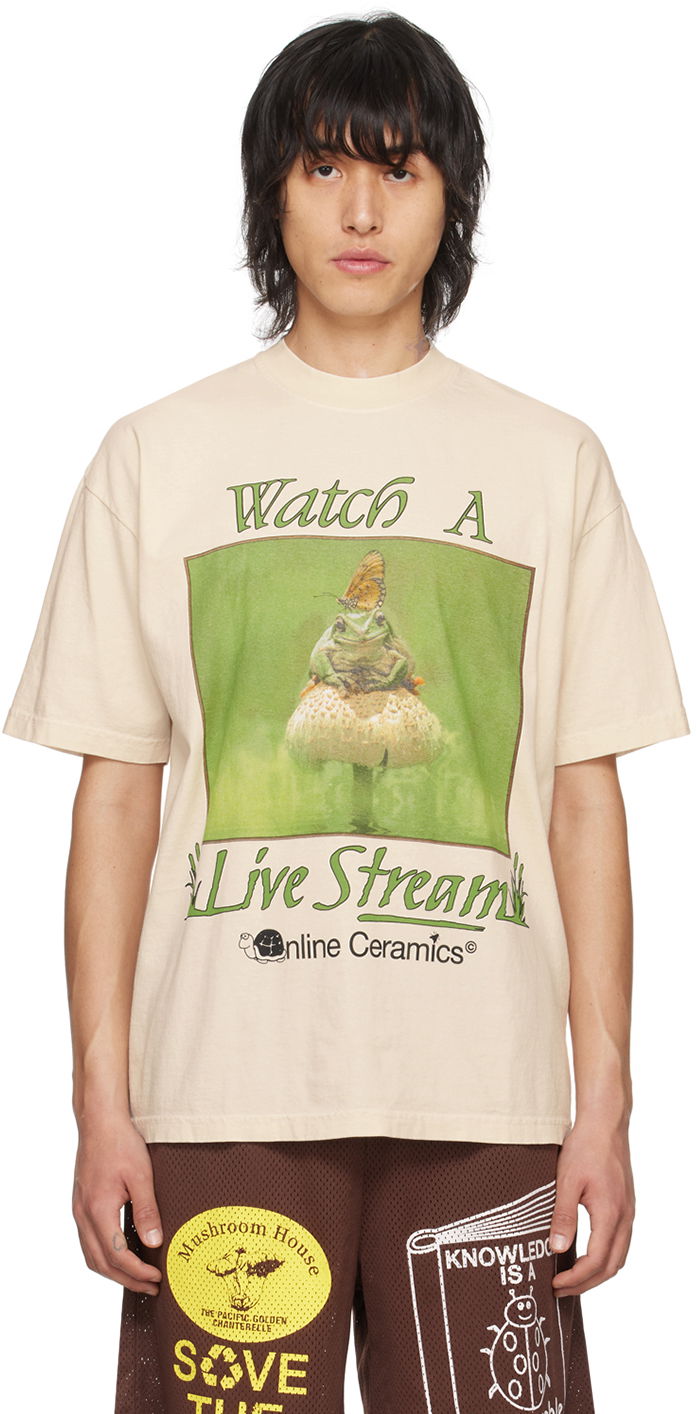 Tričko Online Ceramics Beige Watch A Live Stream T-Shirt Béžová | Tan Watch A Live Stream SS Tee, 0