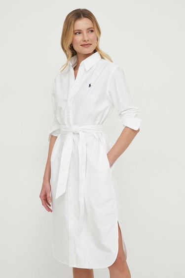 Šaty Polo by Ralph Lauren Mini Shirt Dress Ralph Lauren Biela | 211928804, 0