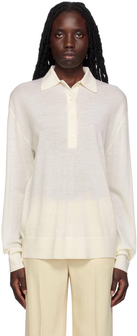 Sveter TOTEME TOTEME Spread Collar Polo Biela | 233-5171-321, 0