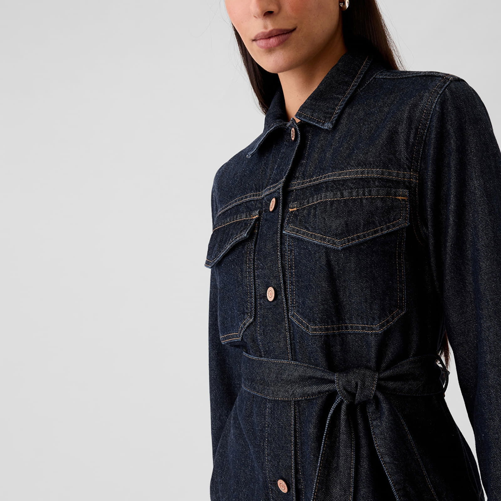 Jacket Belted Featherweight Jacket Dark Wash Indigo L