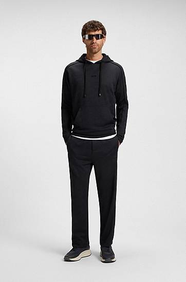 Mikina BOSS Regular-fit Hoodie with Quilted Jacquard, Drawstring, and Kangaroo Pocket Čierna | 50549721, 1