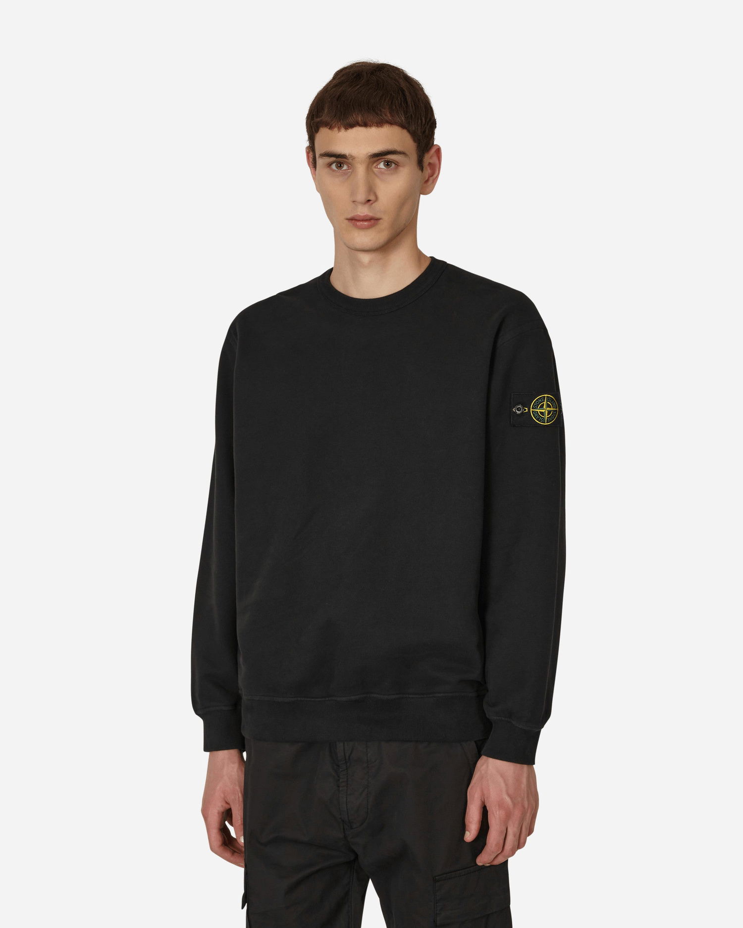 Mikina Stone Island Garment Dyed Crewneck Sweatshirt Čierna | 771561720 V0029, 0