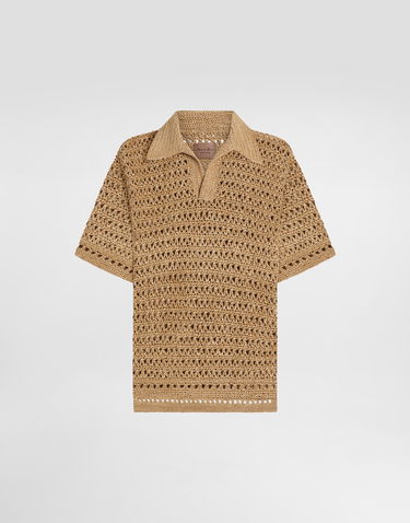 Polo tričko Dolce & Gabbana Dolce & Gabbana Crochet Polo Shirt Béžová | GXZ58TJAIRDA0591, 0