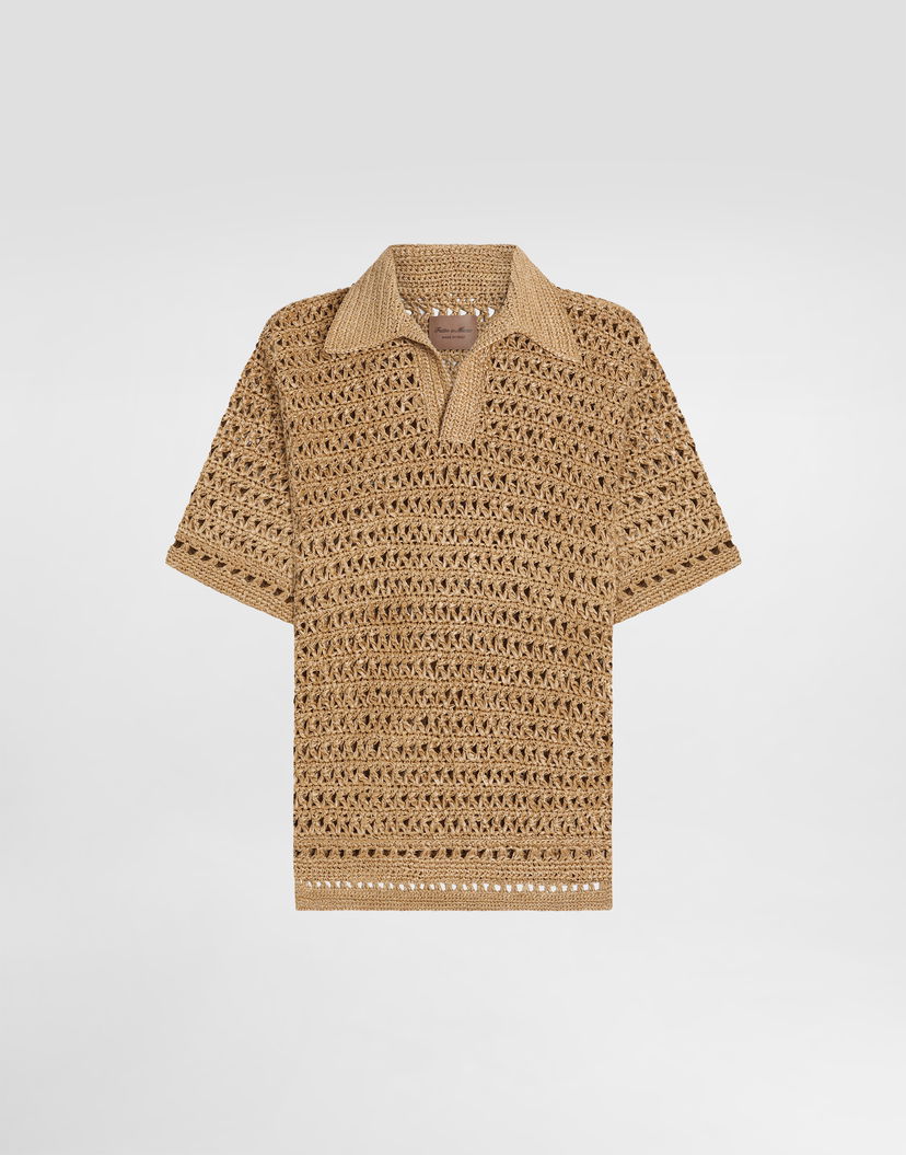 Polo tričko Dolce & Gabbana Dolce & Gabbana Crochet Polo Shirt Béžová | GXZ58TJAIRDA0591
