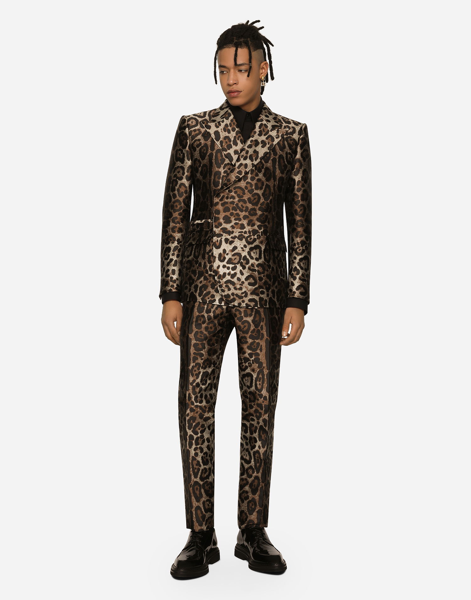 Súprava Dolce & Gabbana Double-breasted Leopard-design Jacquard Suit Hnedá | GKSGMTFJSCNS8350, 1