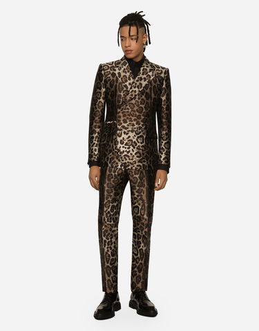 Súprava Dolce & Gabbana Double-breasted Leopard-design Jacquard Suit Hnedá | GKSGMTFJSCNS8350, 1