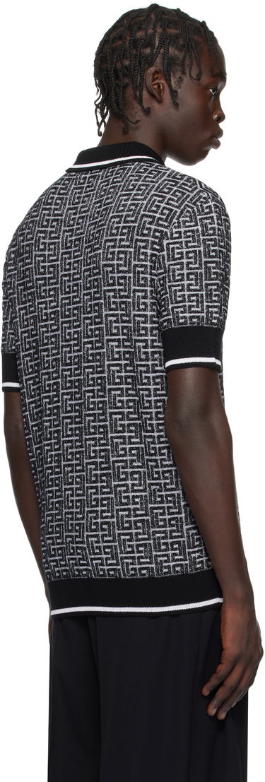 Polo tričko Balmain Black & White Labyrinth Knit Polo Shirt Čierna | EH1GB020KI03, 2