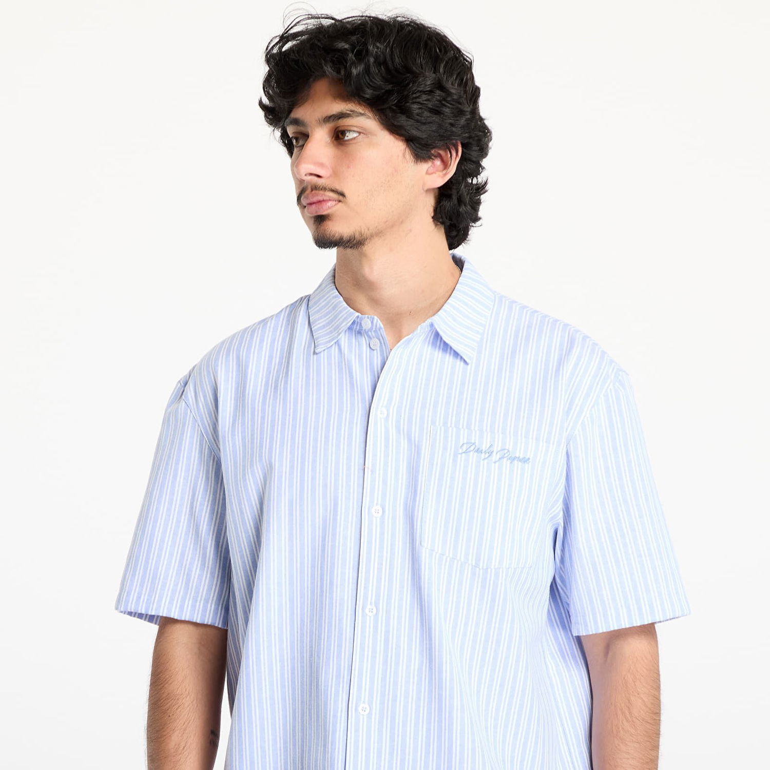 Košeľa DAILY PAPER Daily Paper Stripe Short Sleeve Shirt Modrá | 2513016, 1