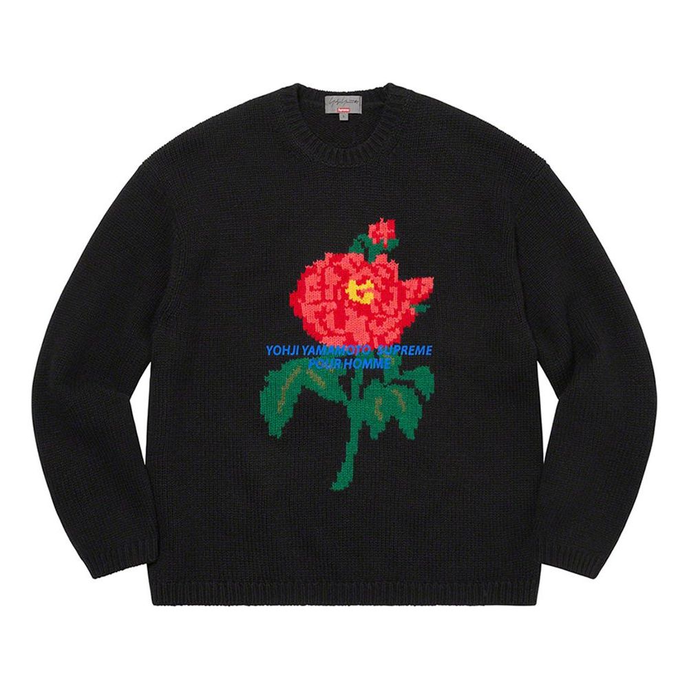 Sveter Supreme Yohji Yamamoto x Knit Sweater with Rose Embroidery Čierna | SUP-FW20-097, 0