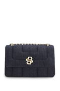 Balenciaga Quilted Denim Shoulder Bag with Double B Monogram
