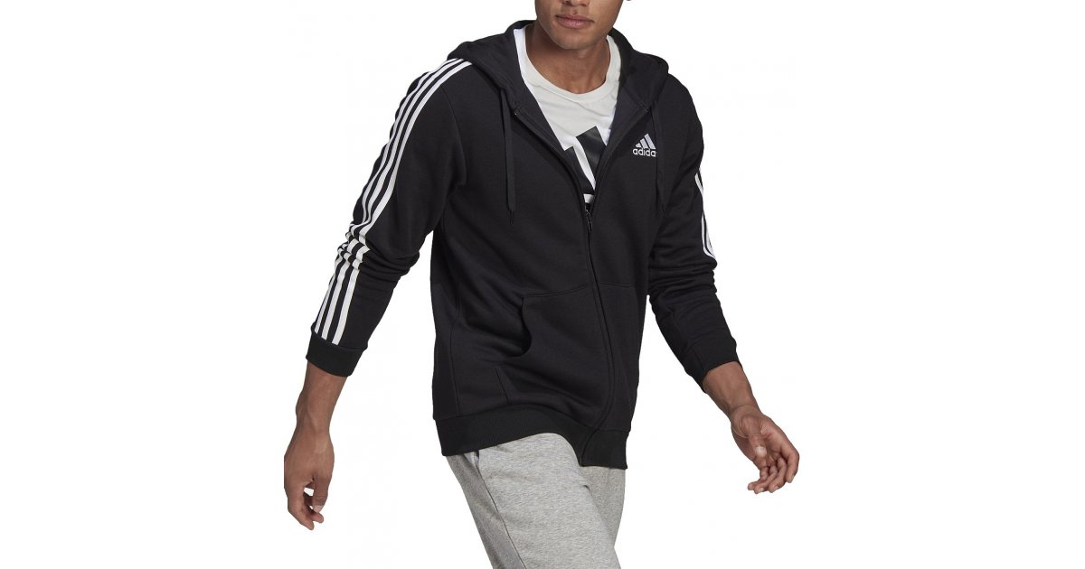 Mikina adidas Originals 3-Stripes Full Zip Hoodie Čierna | b47368, 1