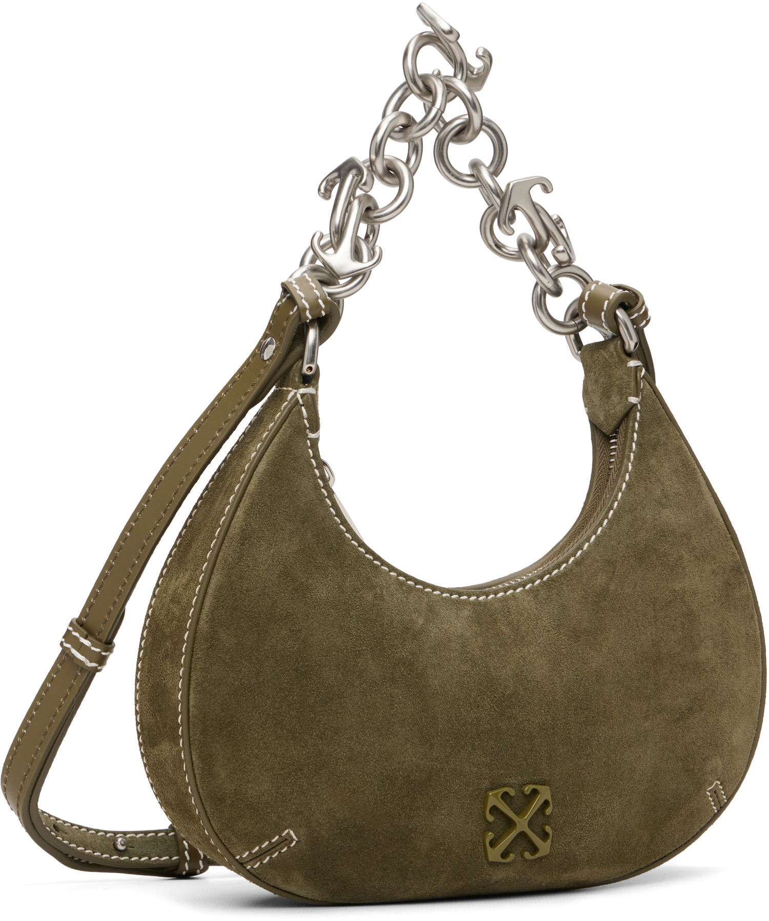 Kabelka Off-White Hemisphere Suede Bag Zelené | OWNN184F25LEA0035800, 1