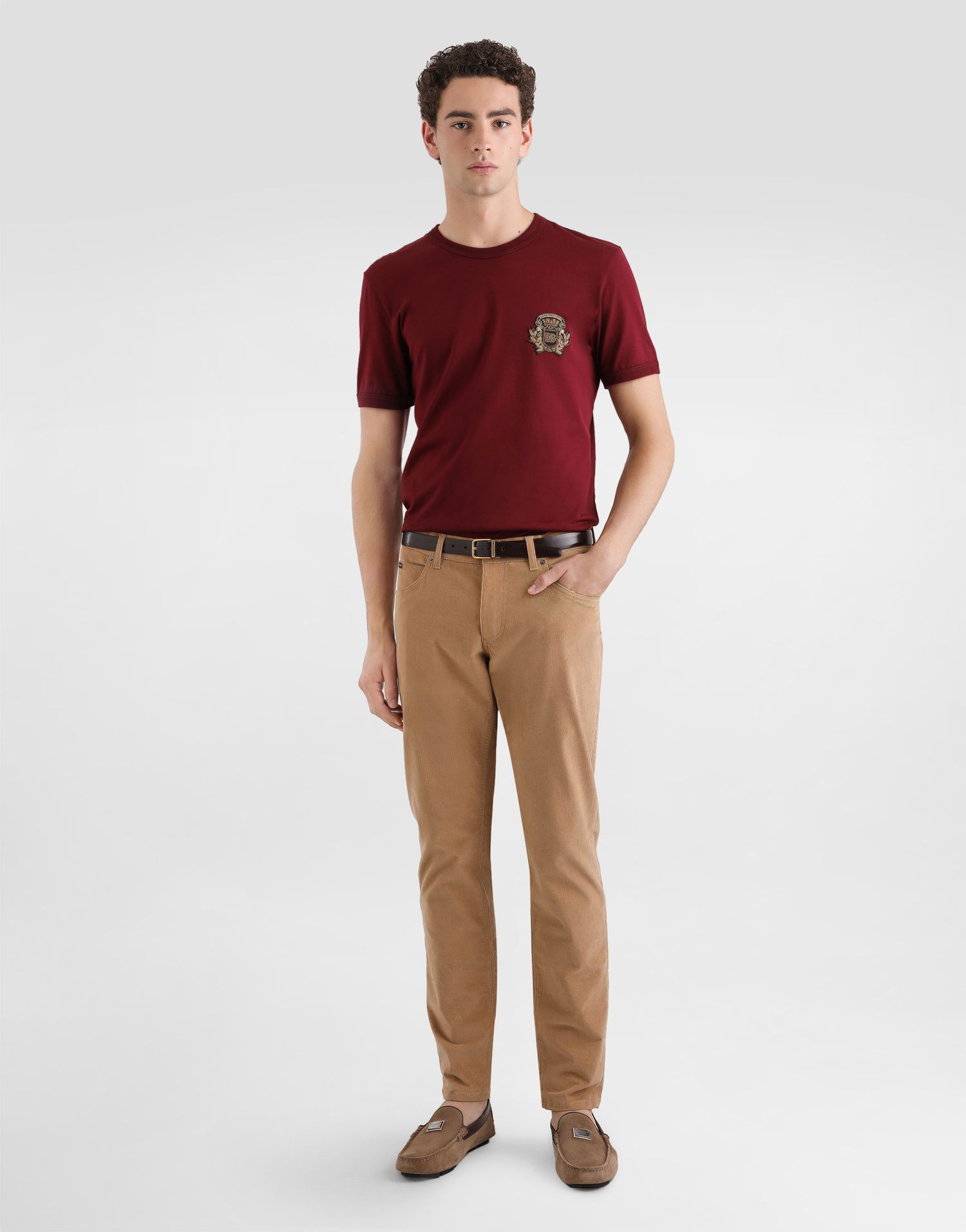 Tričko Dolce & Gabbana Dolce & Gabbana Cotton T-Shirt with Heraldic Patch Červená | G8PV1ZG7PJ5R0369, 1