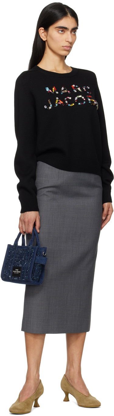 Sveter Marc Jacobs Marc Jacobs Knit Logo Sweater with Gem Embellishments Čierna | 2S5RTP001K26, 3