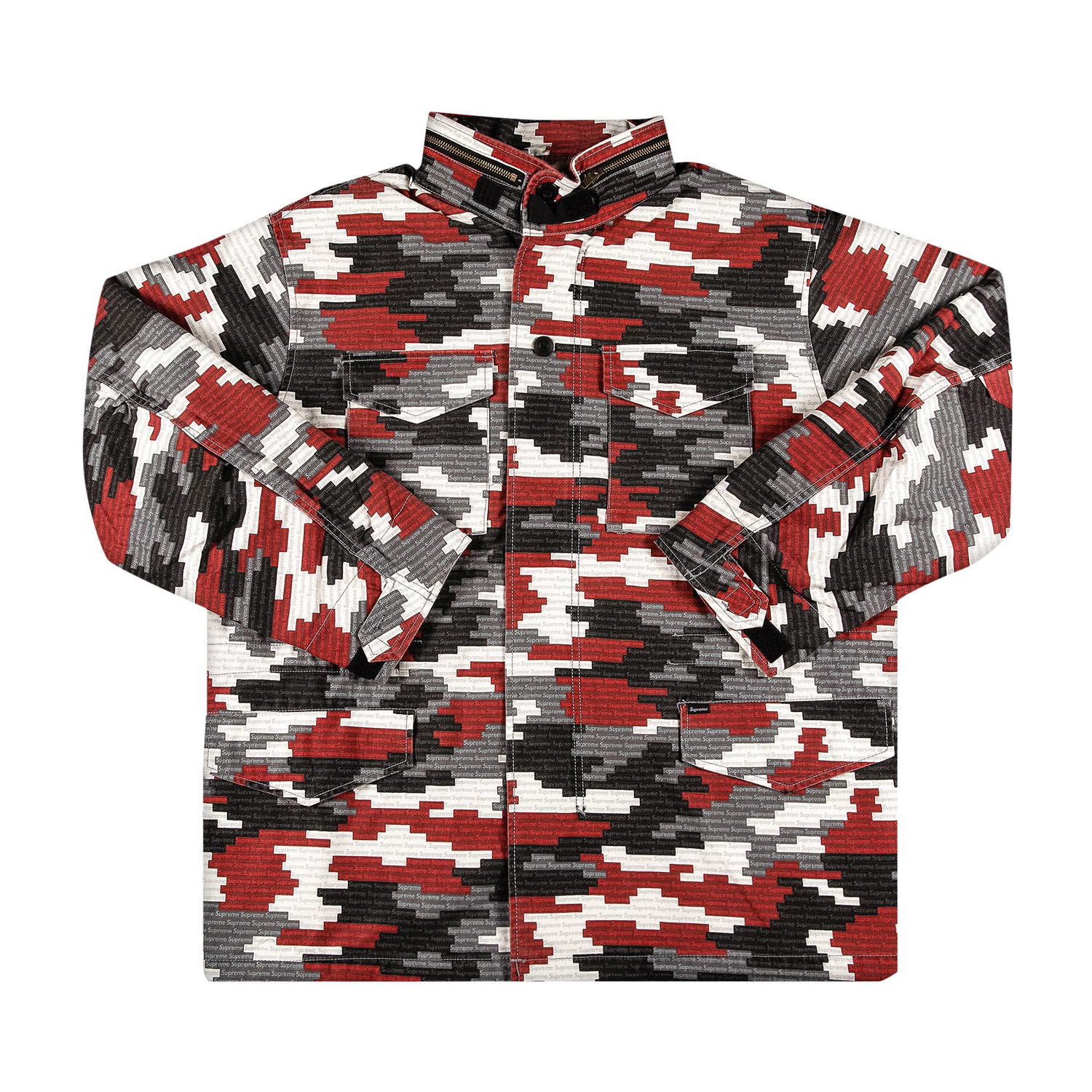Bunda Supreme Logo Camo M-65 Jacket Rôznofarebný | SS21J24 RED, 1