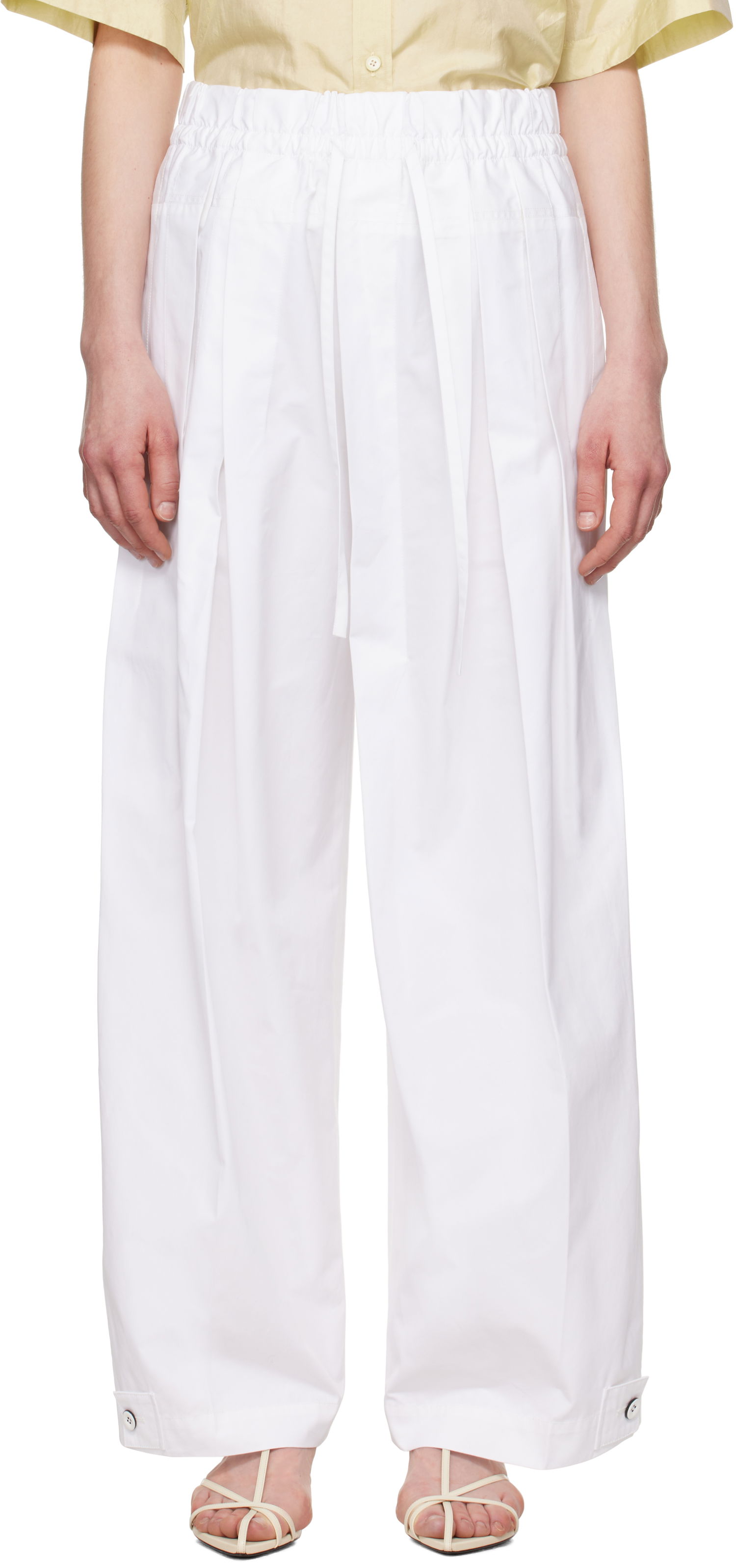 Nohavice Jil Sander Jil Sander Wide-Leg Trousers Biela | J02KA0221_J45002, 0