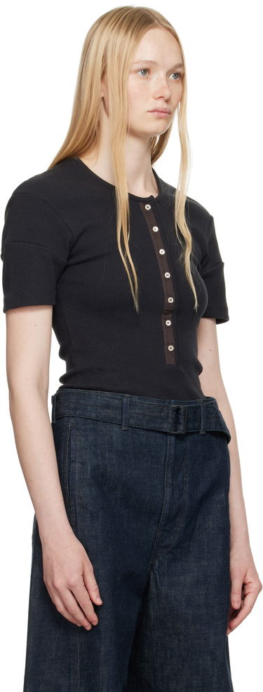 Tričko LEMAIRE Lemaire Fitted Henley T-Shirt Béžová | TO1350 LJ1030, 4