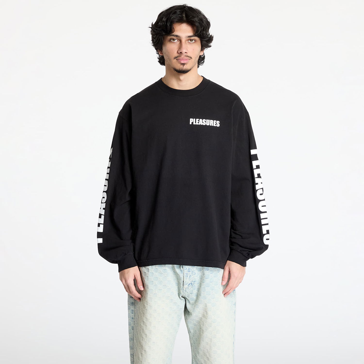 Sveter Pleasures Pleasures Impact Staff Long Sleeve T-Shirt Čierna | P25SP053 BLACK, 0