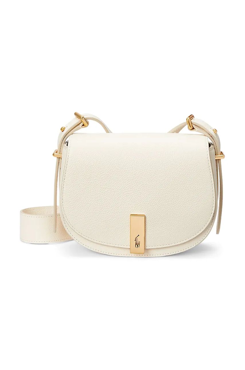 Taška cez rameno Polo by Ralph Lauren White Leather Saddle Bag Biela | 428932626, 0