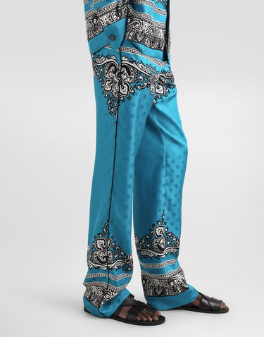 Pyžamo Dolce & Gabbana Dolce & Gabbana Silk Pajama Pants with Bandanna Print Tyrkysová | GVRMATGI927HT5IK, 3