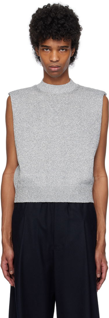 Sveter Dries Van Noten Dries Van Noten Metallic Knit Vest Šedá | 251-021222-1706, 0