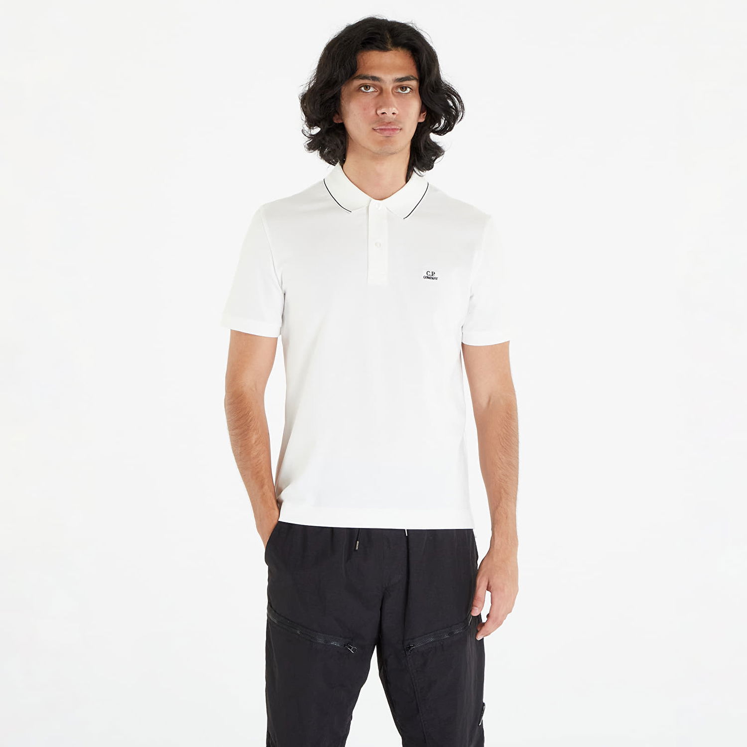 Polo tričko C.P. Company Stretch Piquet Slim Polo Tee Biela | 15CMPL052A005263W-103, 0