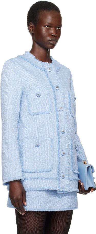 Bunda Dolce & Gabbana Dolce&Gabbana Single-Breasted Raschel Tweed Jacket Modrá | F29YCT HUMUA, 1