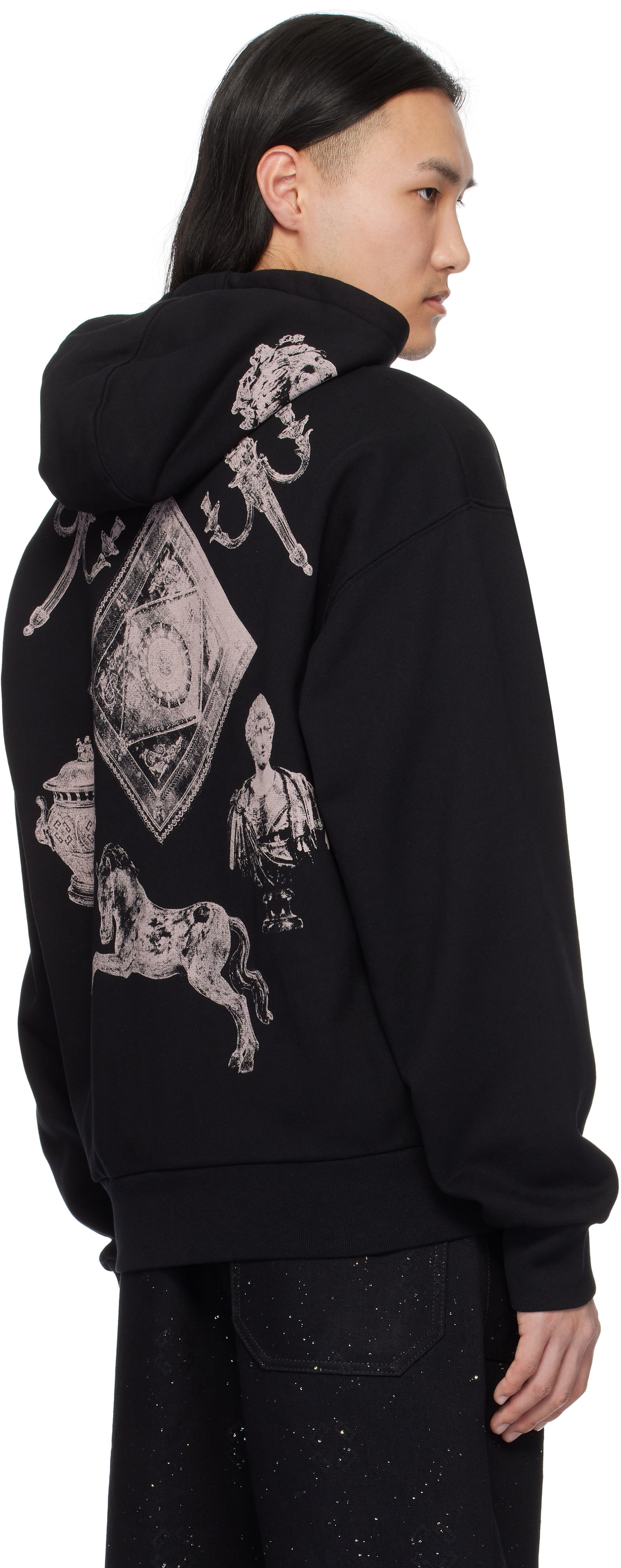 Print Zipped Hoodie