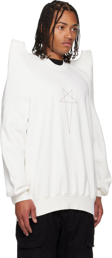 Mikina Rick Owens Concordians Tecsweat Padded Shoulder Sweatshirt Biela | DU02E7272 FEP3, 1