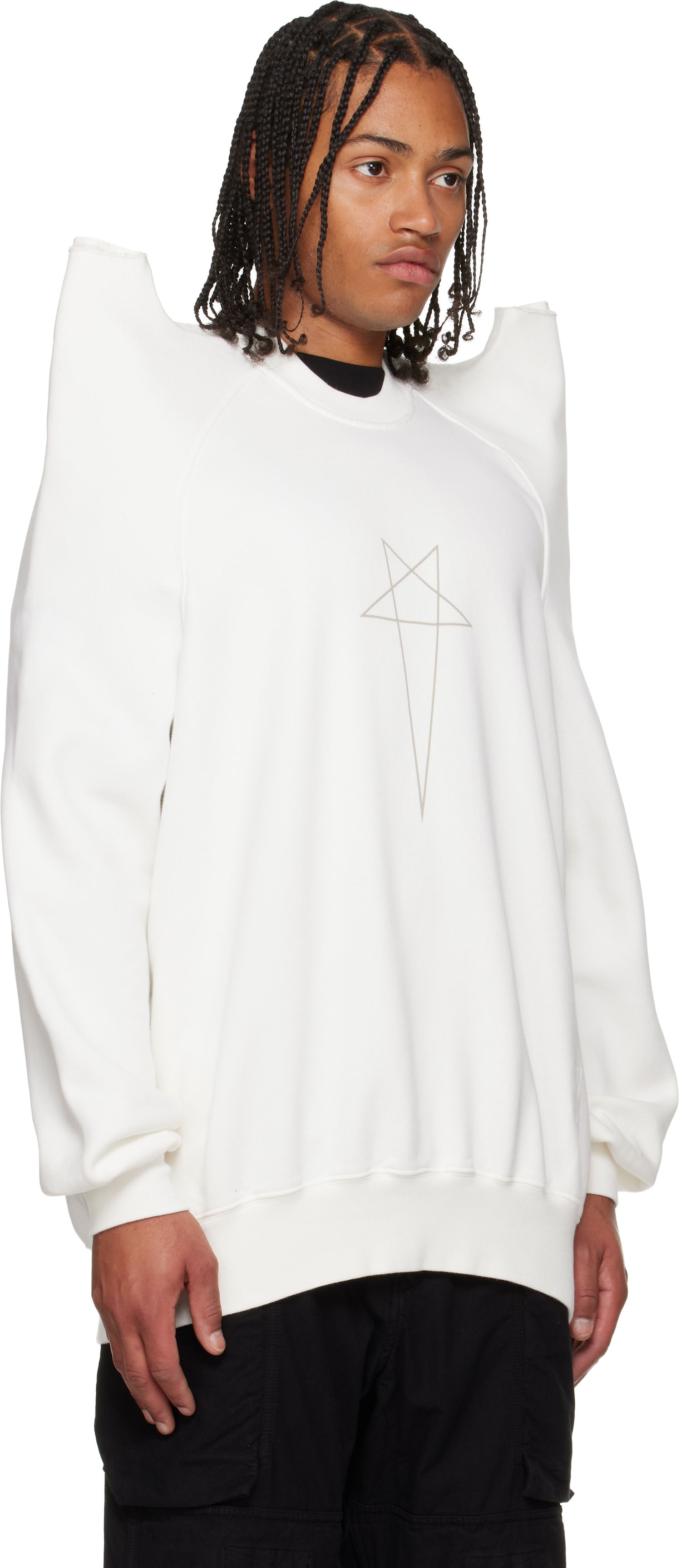 Mikina Rick Owens Concordians Tecsweat Padded Shoulder Sweatshirt Biela | DU02E7272 FEP3, 1