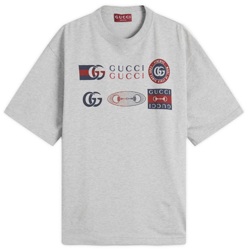Tričko Gucci Motocross Logo T-Shirt, Size Large Šedá | 798115-XJHC8-1056