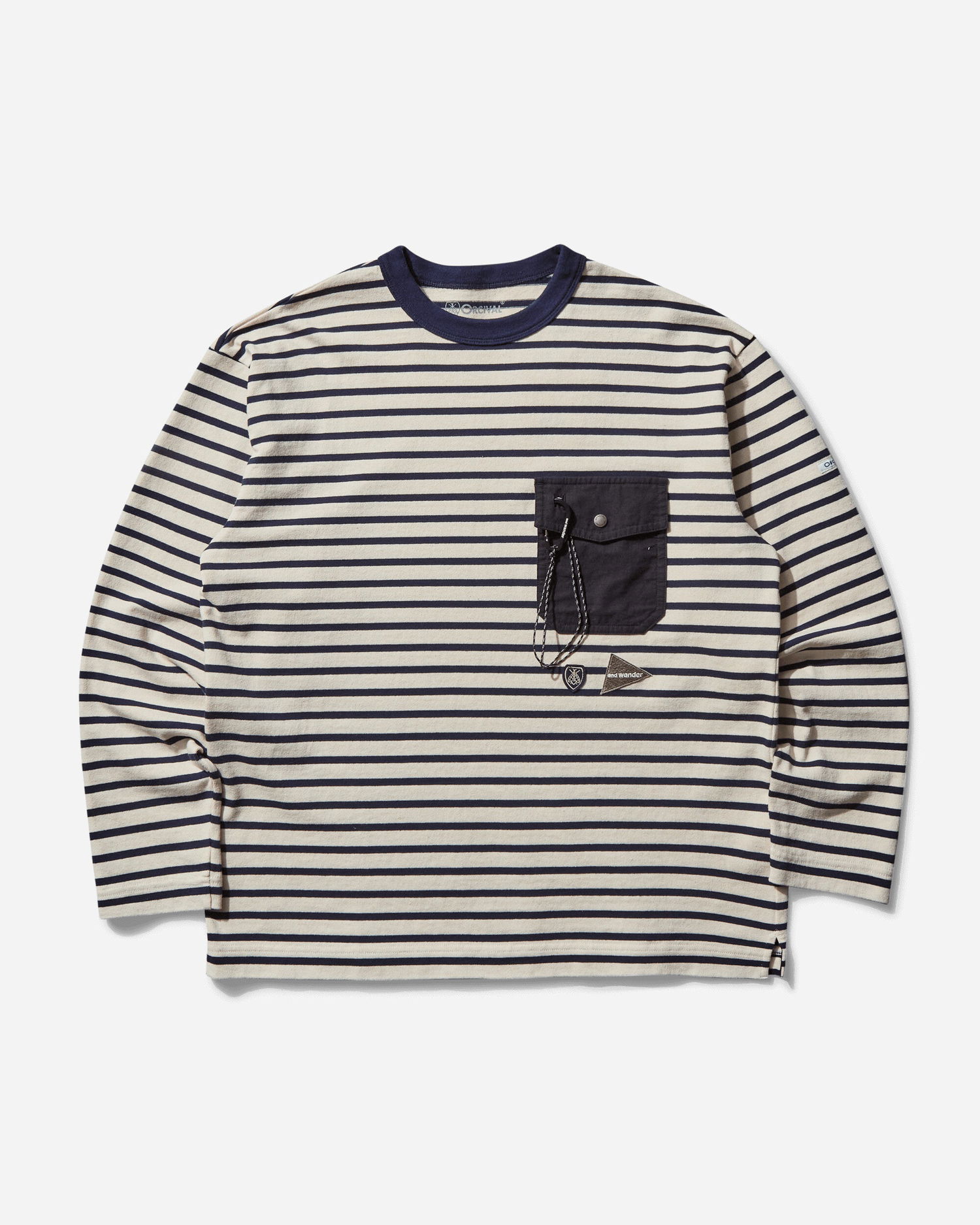 Tričko and wander Orcival Striped Pocket Tee Béžová | 5745184092 031, 1