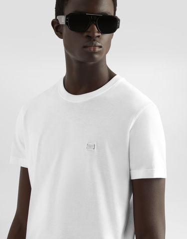 Tričko Dolce & Gabbana Dolce & Gabbana Cotton T-Shirt with Metal Tag Biela | G8RN8TG7N7AW0800, 3