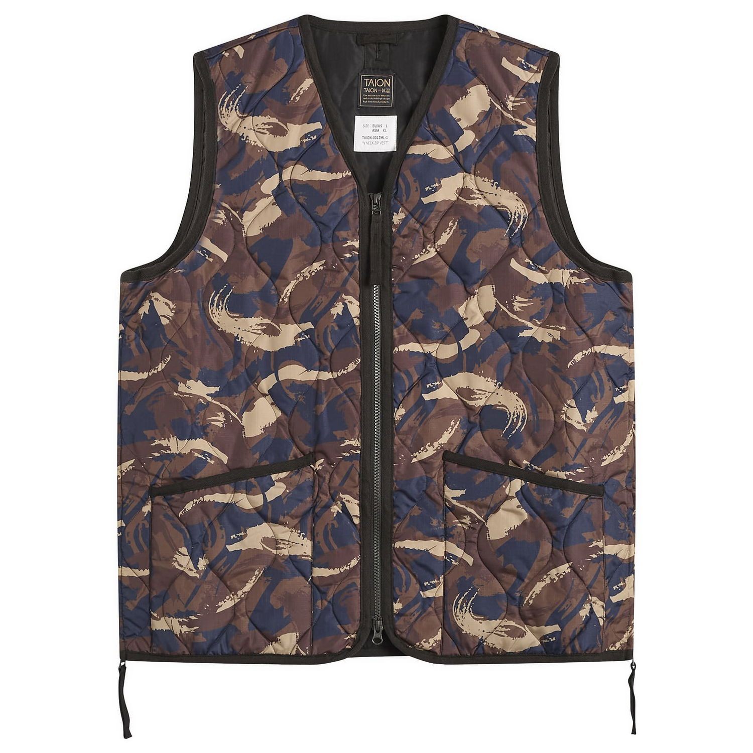Vesta TAION Military V-Neck Zip Down Vest Paint Camouflage Rôznofarebný | TAION-001ZML-1-PCA, 1