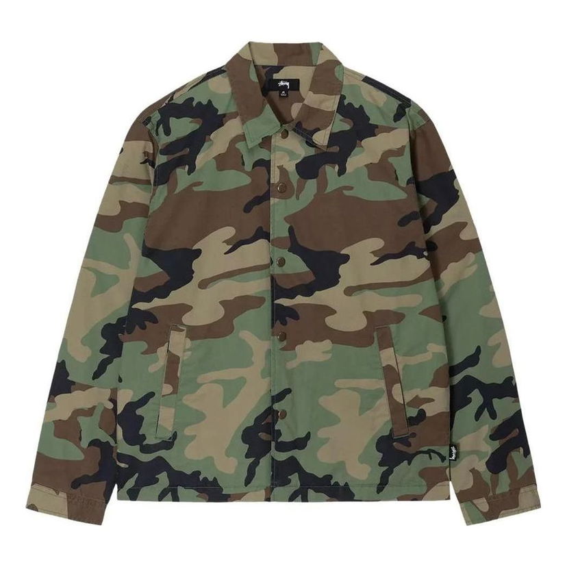Vetrovka Stüssy Stussy Camo Coach Shirt Zelené | 1110279-CAMO