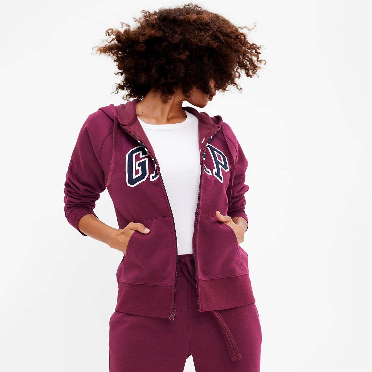 Mikina GAP Fullzip Logo Hoodie Ruby Wine Vínová | 463503-00, 0