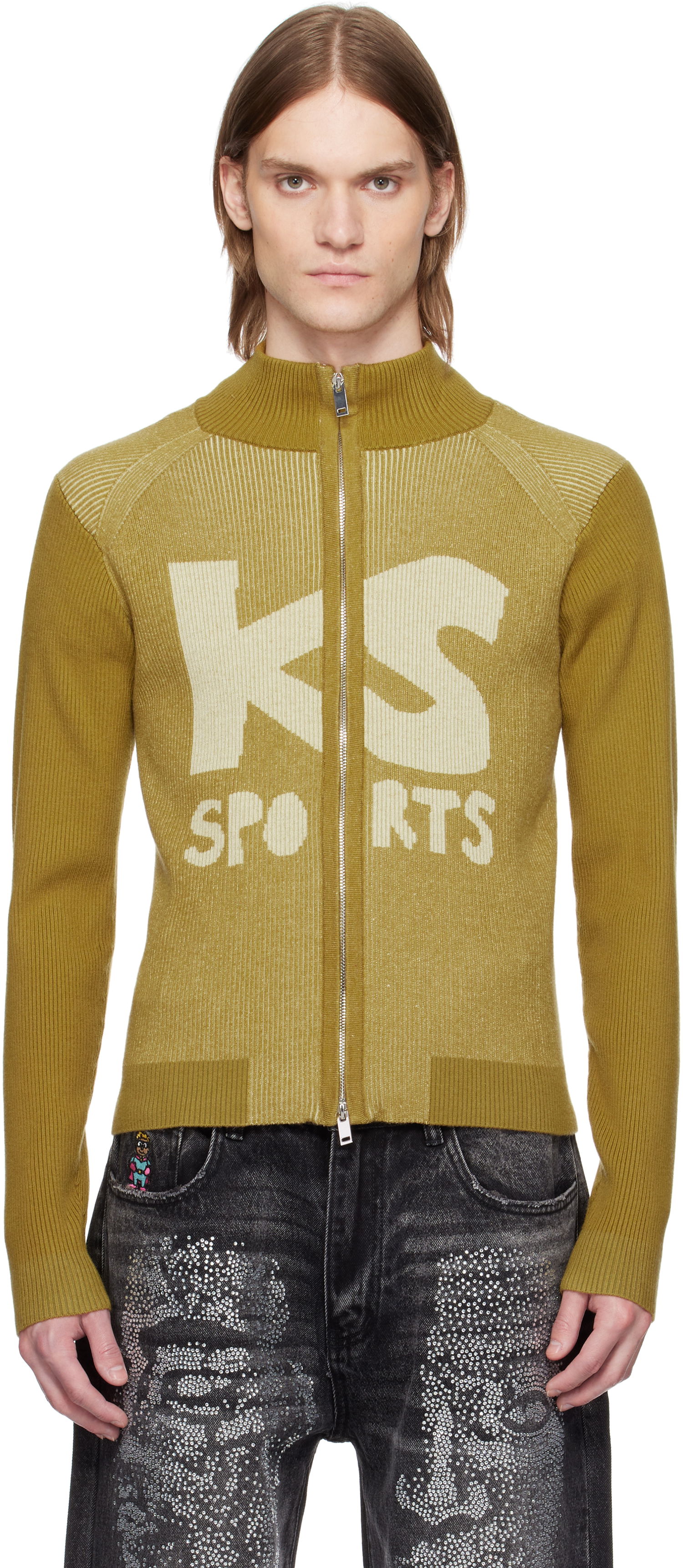 Sveter KidSuper KidSuper Retro Rib 'KS Sports' Zip-Up Sweater Žltá | SS25-SW-17, 0