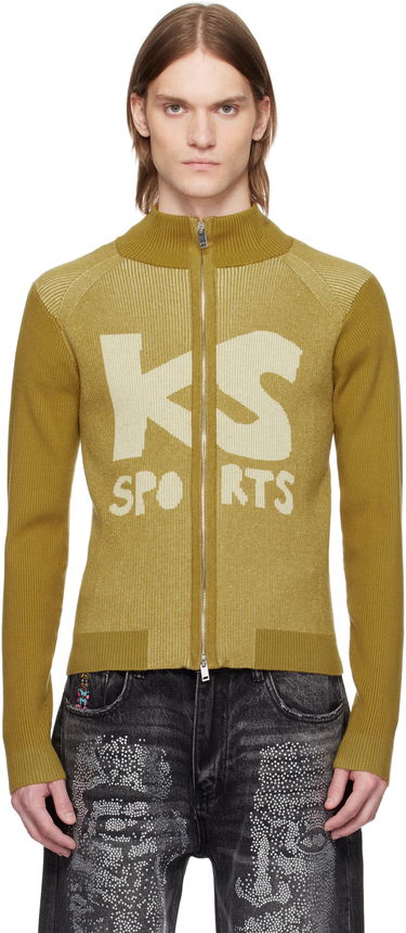 Sveter KidSuper KidSuper Retro Rib 'KS Sports' Zip-Up Sweater Žltá | SS25-SW-17, 0