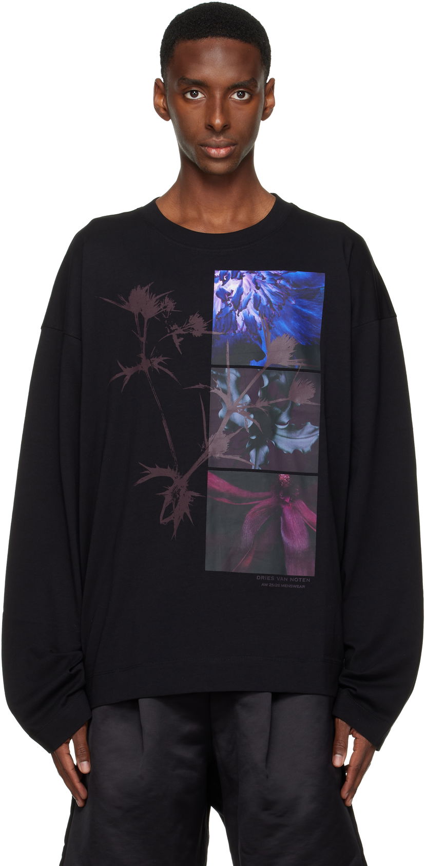 Tričko Dries Van Noten Floral Collage Print Long-sleeve T-shirt Čierna | 252-021120-2603