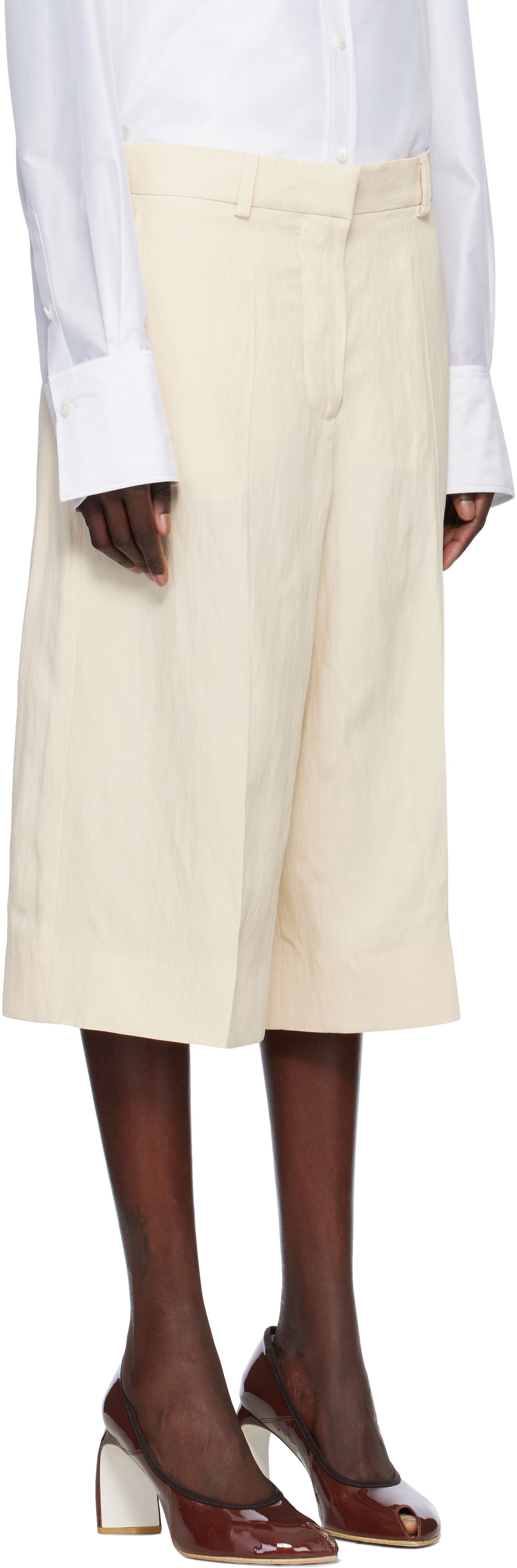 Šortky Stella McCartney Stella McCartney Linen Culotte Shorts Béžová | 640251STA49, 1