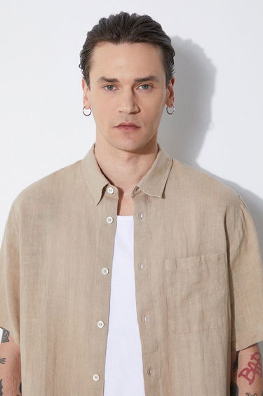 Košeľa A.P.C. A.P.C. Chemisette Bellini Linen Shirt, Regular Fit Béžová | LIAEK.H12551.BAA, 4