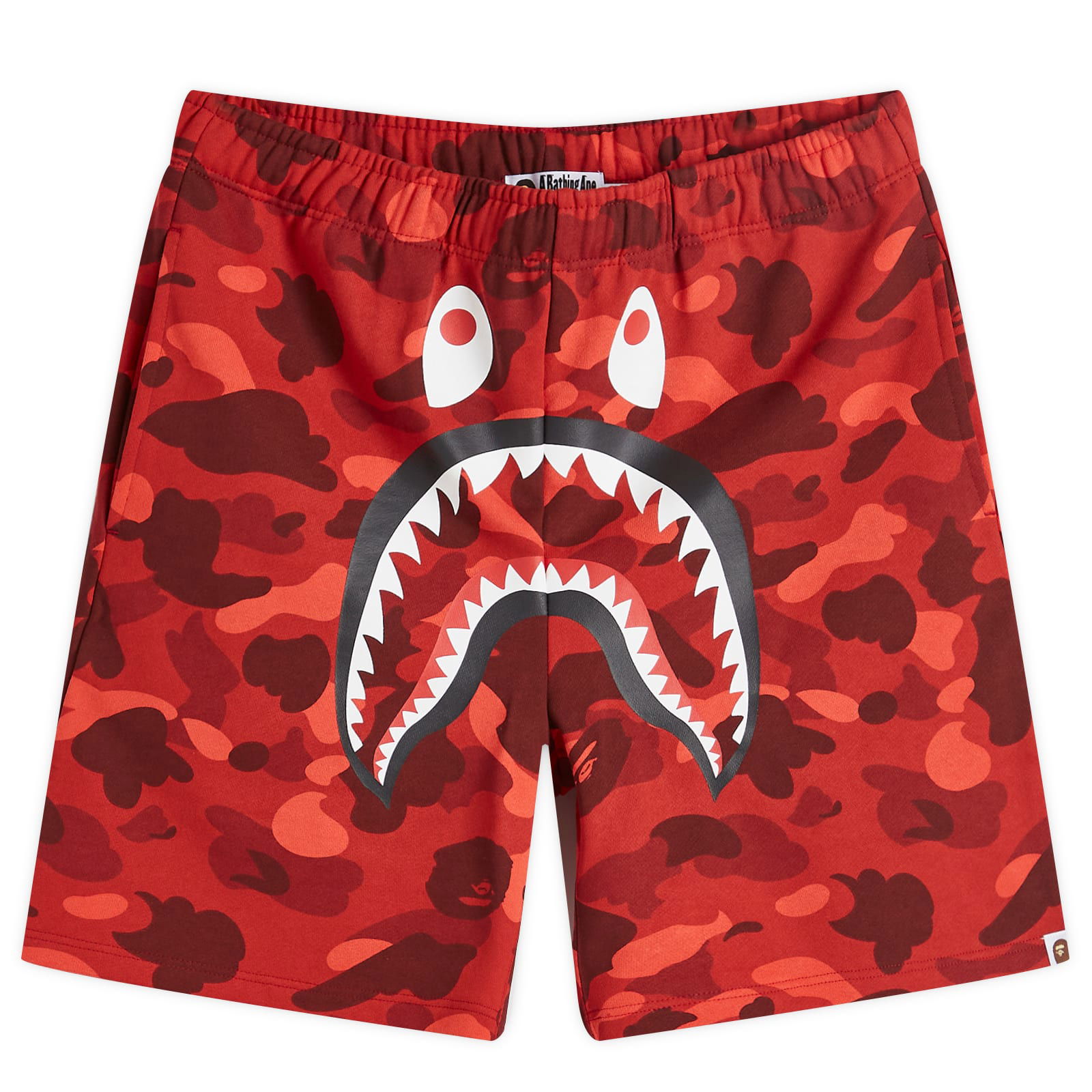 A Bathing Ape Men's Colour Camo Shark Sweat Shorts in Red, Size Large | END. Clothing