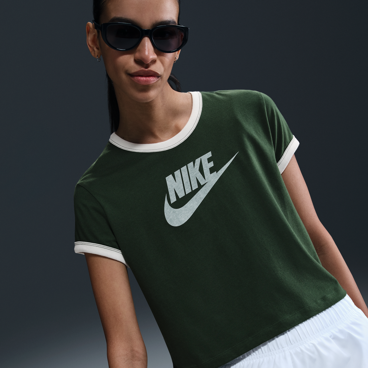 Crop Top Nike Sportswear Ringer Short Sleeve T-Shirt Zelené | IF4072-323, 0