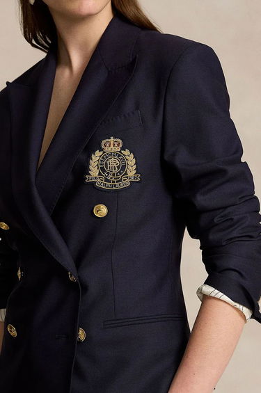 Bunda Polo by Ralph Lauren Double-Breasted Embroidered Wool Blazer Modrá | 211910403, 3