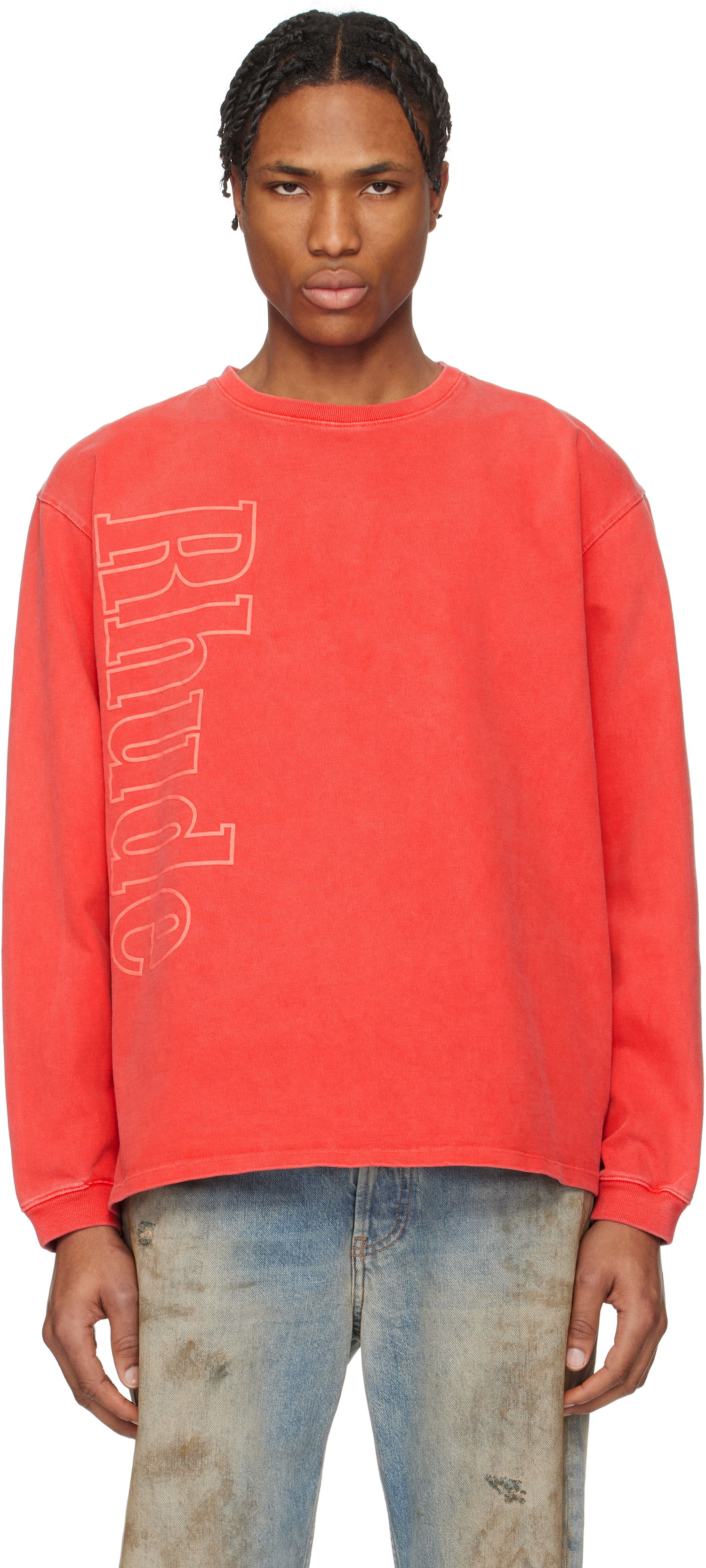 Mikina Rhude Rhude Side Logo Long Sleeve T-Shirt Červená | RHPS25TT13012, 0