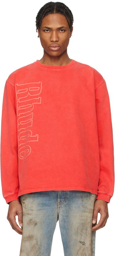 Mikina Rhude Rhude Side Logo Long Sleeve T-Shirt Červená | RHPS25TT13012, 0
