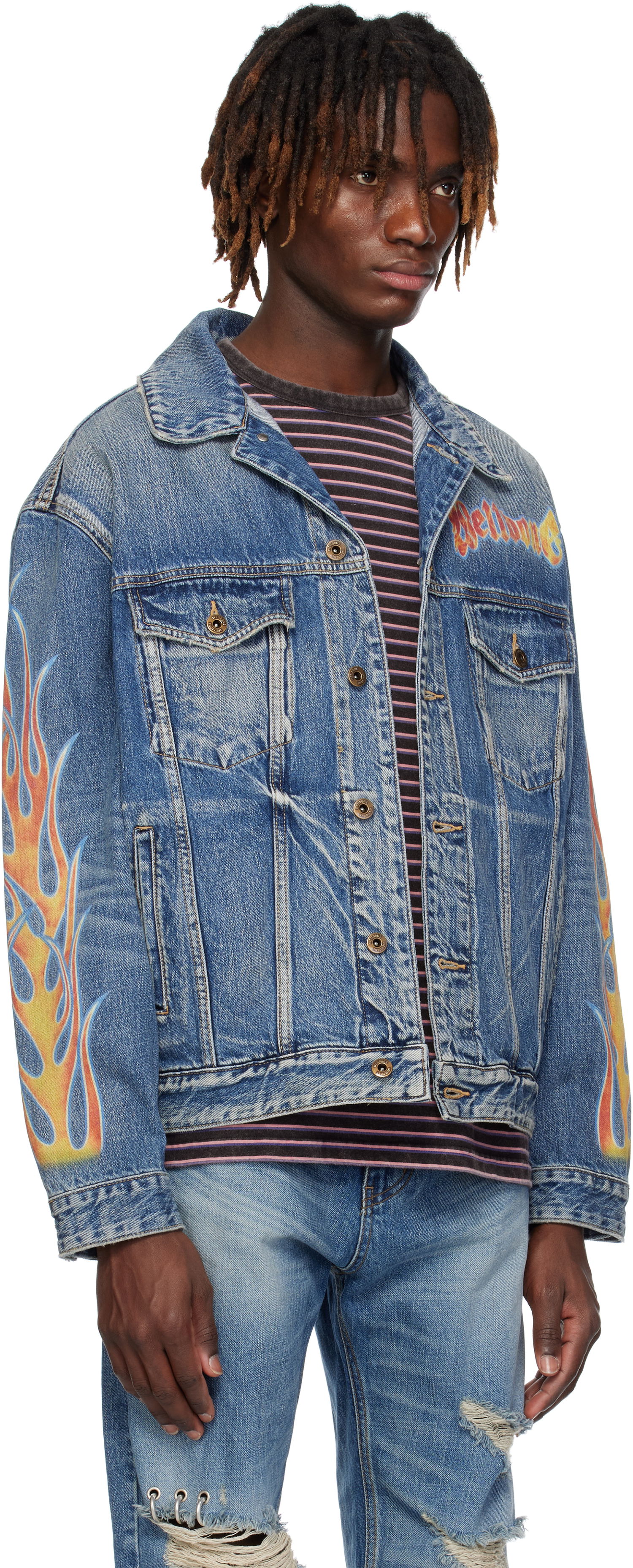 Bunda We11done We11done Blaze Logo Denim Jacket Modrá | WD-DJ0-25-318-U-BL, 1