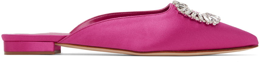 Starostlivosť o obuv Manolo Blahnik Manolo Blahnik Sigulona Satin Mules with Jewel Embellishment Ružová | 222-1039, 0