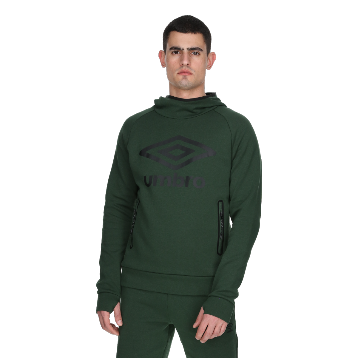 Mikina Umbro Graphic Pullover Hoodie with Zippered Pockets Zelené | UMA251M608-61, 0