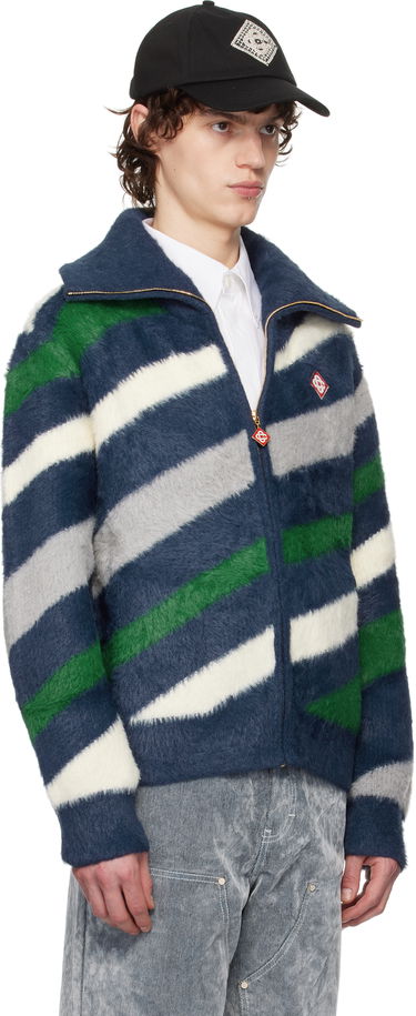 Sveter Casablanca Casablanca Striped Fluffy Zip-Up Jacket Modrá | MPS25-KW-830-01, 1